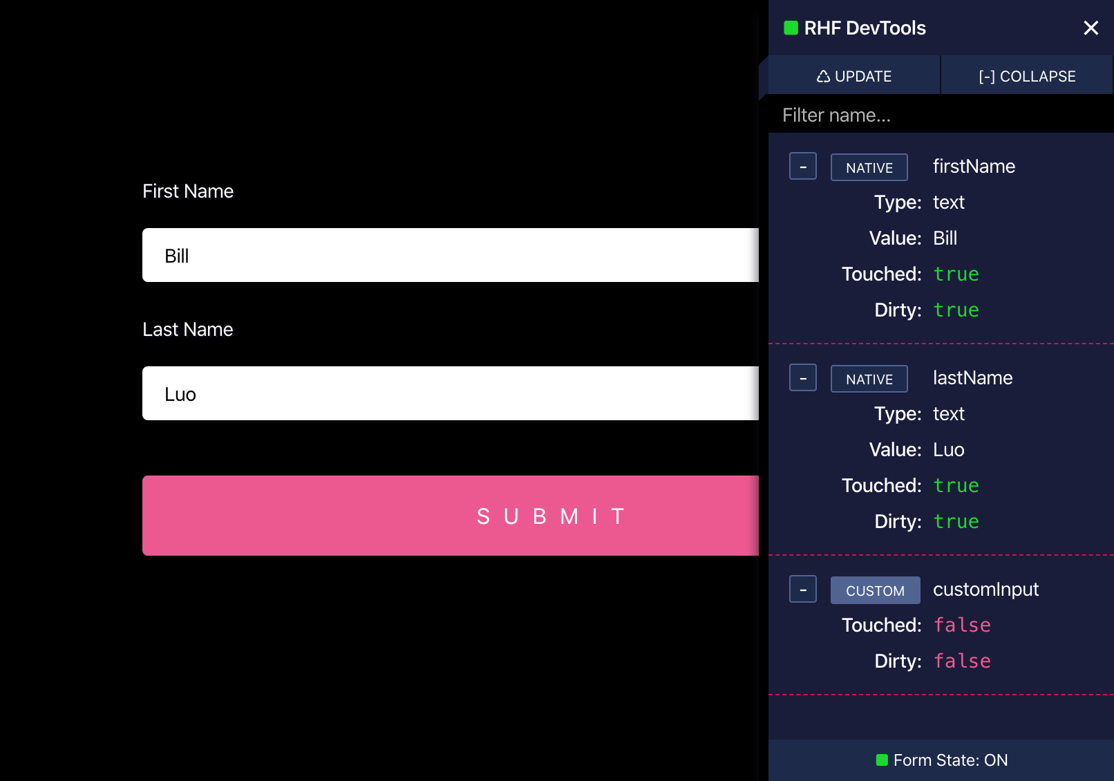 React Form Hook DevTools